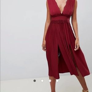ASOS design premium lace insert pleaded midi dress.